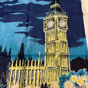 Vintage Swedish Linen Tea Towel Big Ben London A Liddell MCM NWOT